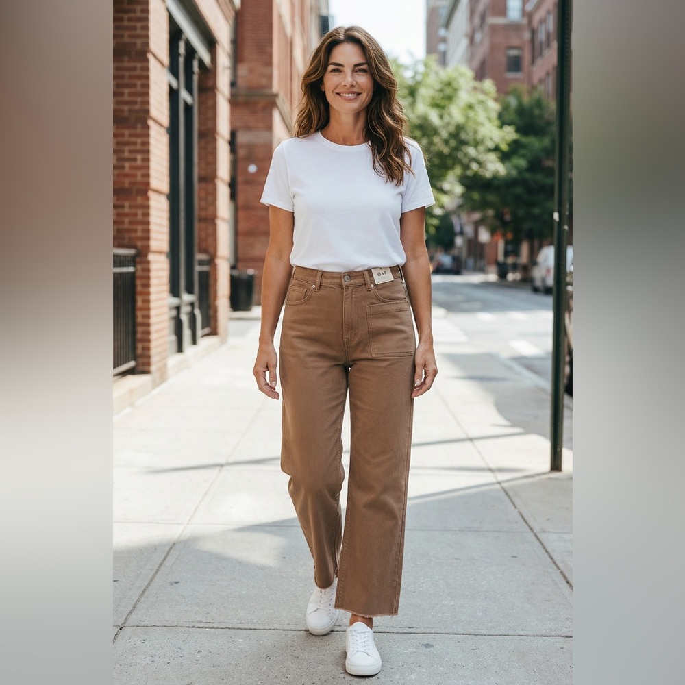 Oat New York Straight-Leg Jeans in Brown